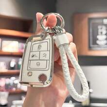 Key Fob Cover With Keychain For Accessories For Atlas For Golf For GTI For Jetta For Tiguan Car Key Case, Full Protection, 4 Buttons Christmas Gift - Multicolor - View 16