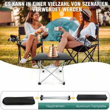 Rigogo Klapptisch Outdoor aus Aluminium - Leicht & Kompakt | Tragbarer Gartentisch für Picknick, Camping, Balkon & Terrasse | Inkl. Tragetasche - Schwarz - Übersicht 8