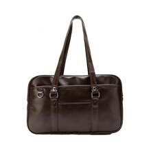 Large Capacity School Bag For High School Students, A4 Size, Boston Bag, Synthetic Leather, Unisex, Shoulder Bag, Handbag, School Trip Bag - 咖啡棕 - 查看 5