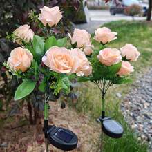 1/2/4PCS 7 Heads Solar Rose Flower Lights, Outdoor Garden Decoration, Ground Plug Lawn Lights, LED Simulation Flower Lights, Solar Decorative Lights For Patio, Yard, Landscape, Pathway, Lawn, Sidewalks(Pink, White, Blue, Yellow, Red, Purple) - 7 Large Royal Roses - View 11