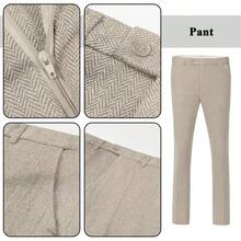 Tween Boys 3 PiecesHerringbone Suit Blazer Waistcoat Dress Pants For Wedding Birthday School Stage Formal Occasions Champagne Size 6-16Y - Champagne - View 10