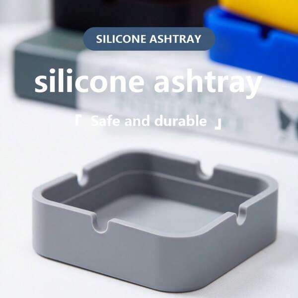 Silicone Square Ashtray, Anti-Drop, Heat-Resistant, Silicone, Glow-In-The-Dark Ashtray, Easy To Clean