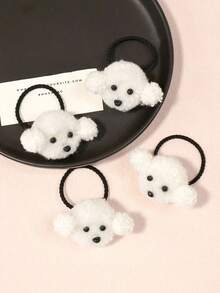 4pcs Cute Puppy Themed Hair Scrunchies, Sweet Hair Accessories