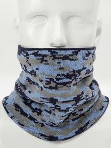 1pc Classic Striped Camouflage Print Thermal Lined Neck Warmer, Casual Cold-Proof Unisex Scarf, Suitable For Daily Wear, Autumn/Winter
