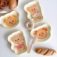 Cute Butter Bear Shaped Ceramic Dipping Sauce Dish, Appetizer Plate, Fruit Plate, Fries Plate, Snack Plate, Candy Dish, Cookie Plate, Trinket Dish, Suitable For Daily Use, Parties, Gifts - Multicolor - View 9