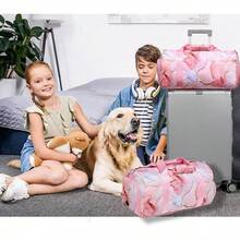 Dafelile Bolsa de lona deportiva para niñas, bolsa de baile para adolescentes, bolsa de viaje para llevar a cabo el fin de semana para pasar la noche, bolsa de gimnasio, bolsa de ballet de viaje con - Mármol rosa dorado. - Ver 10