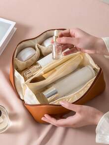 Customized Makeup Bag, Zipper Design Large Opening Makeup Pouch, Reusable Cosmetic Bag Suitable For Toiletries, Skincare And Accessories, Perfect For Travel, Cruise, Airplane, Dorm Use, Ideal Personalized Gift For Women, Girlfriend, Family, Kids, Pink Girls, Great For Anniversary, Christmas, Holiday/Vacation, School, Outdoor Activities/Travel/Hiking/Sports/Climbing - Multicolor - View 4