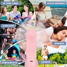 Ventilador Plegable de Mano Recargable USB 3 en 1 para Emergencias - Rosa - Ver 4