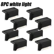 4/8/12 件太阳能楼梯灯，户外楼梯照明，半嵌入式安装，光传感器控制，镍电池，塑料灯罩，太阳能充电，可拆卸灯具，含硬件