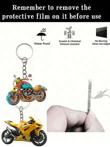 2/1 酷炫摩托车钥匙扣，2D 平面亚克力装饰 - 钥匙扣，汽车钥匙扣，适合喜欢装饰的朋友，完美的礼物，适合家居和节日装饰，理想的生日和派对礼物，适合生日、周年纪念日、派对礼物 - 彩色 - 查看 10