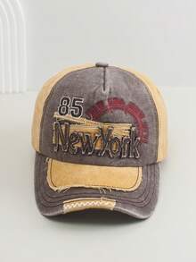 1pc Distressed Washed Letter Embroidered Baseball Cap, Men's Spring/Summer Sun Hat, Outdoor UV Protection Versatile Cap