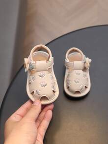 Summer Baby Girls Floral Hollow Out Squeaky Sandals, Cute Soft Bottom Infant Squeaky Shoes That Make Sound, Toddler Walking Shoes For Spring & Autumn