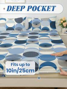 1 Peça Lençol Ajustável, Essencial de Roupa de Cama Respirável, Ultra Macio e Amigo da Pele, Protetor de Colchão Envolvido em 360°, Anti-Deslizante e Resistente a Rugas, Disponível nos Tamanhos Twin/Full/King/Queen, Design de Padrão Circular Estilizado, Lavável em Máquina, Decoração de Outono, Decoração Aconchegante para Quarto