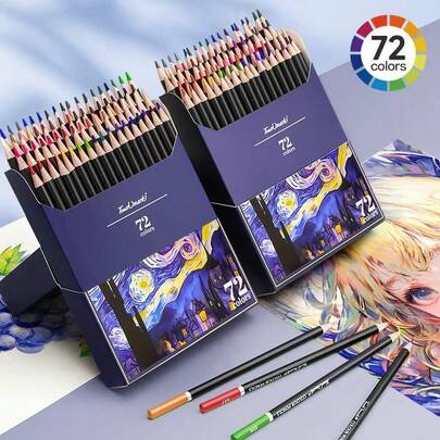 24/36/48/72/120pcs Wooden Art Colored Pencils Set, Premium Colored Pencils, Water-Soluble & Oil-Based, Unbreakable Lead, Art Drawing Wooden Colored Pencil Set, Professional Color Painting Brush, Student Art Colored Pencil Brush