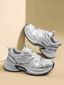 DareSee New Spring/Autumn Women Sneakers Casual Chunky Sneakers Versatile Fashion Trainers Travel Shoes, Size Runs Small, Recommend Ordering One Size Up Gifts - Grey - View 10