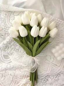 10支/2支装郁金香仿真花，实心花束，假植物，新娘手捧花，婚礼装饰花，家居客厅装饰花，DIY插花材料，情人节，返校季，配件，装饰品，适用于婚礼场地、家居酒店、派对活动、情人节和新年礼物