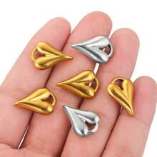 2pcs Stainless Steel Launch Heart Necklace Pendant DIY Earrings Jewelry Accessory Making