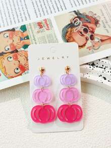 1 par de pendientes colgantes de calabaza hueca con degradado brillante y acrilico, pendientes colgantes de calabaza dulce, regalo festivo