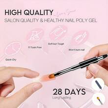 Complete Poly Gel Nail Extension Kit - 4 Vibrant Colors, Strong & Durable Builder Gel With Compact Nail Lamp - Easy-To-Use At Home For Salon-Quality Results, Includes Nail Glue & More, USB Powered, Gel Nail Supplies, Easy To Operate. - Nhiều màu - Xem 6
