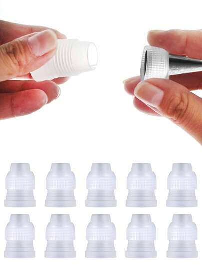 10 件小蛋糕裱花嘴适配器、塑料裱花袋转换器、裱花袋连接器烘焙工具
