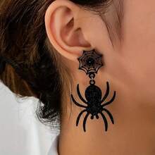 Halloween Spider, Bat & Witch Acrylic Earrings - Black Collection