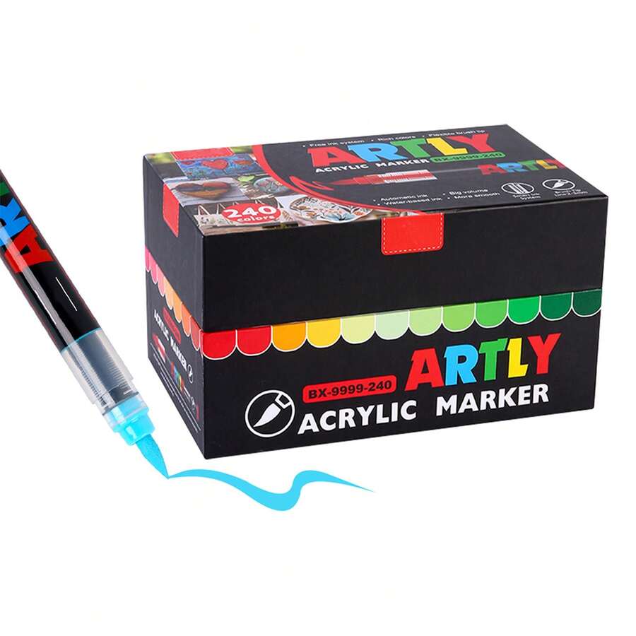 120-192-240 Colors/Set Acrylic Paint Marker Pen Set | Back To School Essentials! Suitable For Halloween & Christmas Painting Supplies! Full Color Range Coverage, Soft Brush Tip For Even Color Application, Long-Lasting Vibrant Colors, Suitable For Paper, Plastic, Canvas. Great For Back To School DIY Art Creation, Classroom Decor, Precise Ink Control, Suitable For Professional Art Use