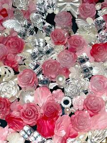 100pcs/Pack 70g Grey Gradient Starry Sky Rose DIY Beads For Bracelet, Necklace, Phone Case, Handmade Jewelry, Multi-Purpose Craft Supplies, Gifts For Friends, With Holes - Multicolor - View 5