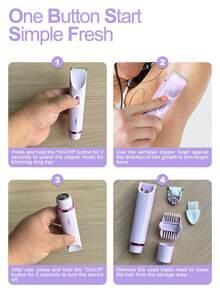 Women Bikini Trimmer, Dual-Head Hair Trimmer For Women,2-In-1 Bikini Shaver With Ceramic Blade Heads & Type-C Charging Port, Electric Razors For Women Pubic Hair,Underarms,Legs,Arms,Face