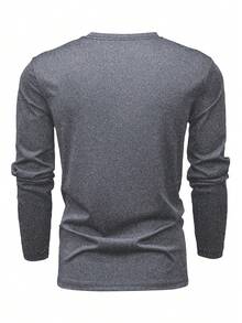 Áo thun nam dài tay dáng rộng, chất liệu nhẹ, in chữ cá tính, thích hợp mặc thường ngày, thể thao, dã ngoại, làm quà tặng cho chồng hoặc bạn trai, phù hợp đi phố, đi làm, dã ngoại, nghỉ lễ. - Màu xám đen - Xem 3