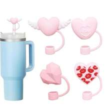 1/2/4/6/8 Stück 8-10mm Valentinstag Liebes-Bär Engelsflügel Strohhalm Kappe Strohhalm Stopfen Universal personalisierter staubdichter Stopfen Strohhalm Dekoration staubdichter Strohhalm Stopfen