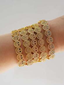 1 pieza Decoración con baño de cobre con cara sonriente y circonita cúbica, adecuada para fiestas y reuniones