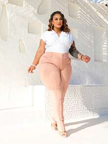 Plus Size Pants - Màu hồng gỉ - Xem 2