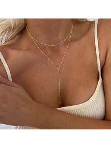 Long Gold Necklaces For Women, Gold Lariat Necklace, Long Chain Necklace For Women - Vàng - Xem 5