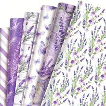 High Quality Lavender & Butterfly Floral Gift Wrapping Paper - Elegant Purple & Green Botanical Design, Suitable For Weddings, Birthdays, Teen Showers, DIY Crafts, Butterfly Decor - Multicolor - View 7