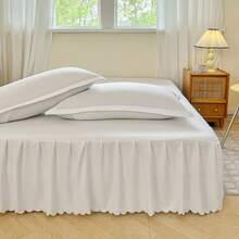 1 Stück einfarbiger, weicher und bequemer Bettrock, einfarbiger, weicher, gebürsteter Bettrock, geeignet für Zuhause und Schlafzimmer, für alle Jahreszeiten - Simple Series-Grün - Übersicht 10