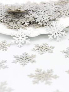 100 片闪闪发光的银色雪花桌面五彩纸屑，适用于冬季仙境装饰、生日、新娘送礼会、冰雪主题、新年、圣诞派对装饰