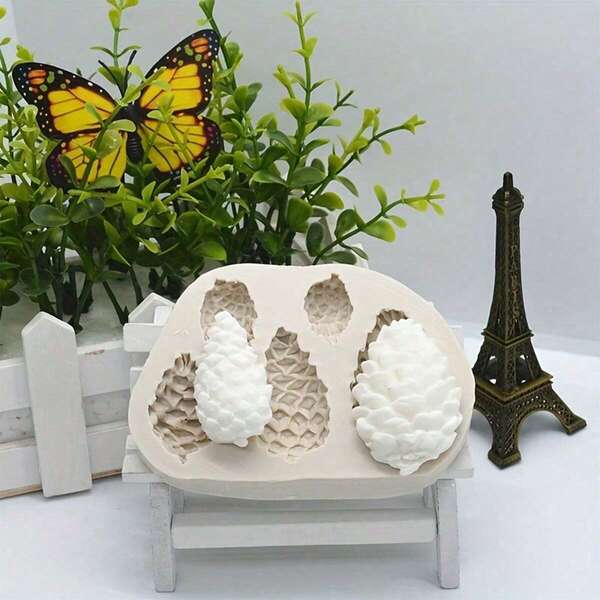 1 Stück Weihnachts-Tannenzapfen Silikon Form, Kerzenform, Seifenform, Harzformen, DIY weiche Töpferton Tropf Kleber Dekorative Form, Handdekorative Kunstwerkzeuge