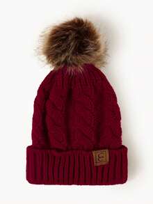 1 件男女通用 Pom Pom Y2K 风格保暖透气时尚针织帽，适合户外滑雪和冬季秋季休闲穿着 - 軍綠色 - 查看 17