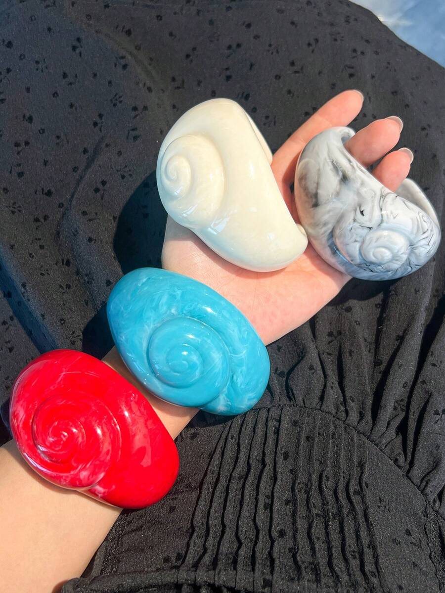 1pc Exaggerated Thick Jewelry Bracelet, Ocean Series Seashell Design, Everyday Wear, Elegant Luxury Unique Gift For Friends