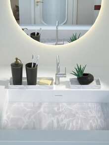 浴室托盘大理石板，2 件托盘浴室托盘大理石托盘硅胶制成，白色大理石纹理，适用于浴室、浴缸厨房水槽和浴室硅胶托盘 - 彩色 - 查看 5