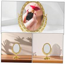 Oval Makeup Mirror With Double-Sided Vintage Vanity Mirror, Featuring A Rotating Vanity Mirror Stand. Ideal For Makeup Application, Girls, Women, Beauty, And Spa Parties. This Adorable Princess-Style Oval Vanity Mirror Is The Perfect Accent For Any Tabletop. The Double-Sided Rotating Table Mirror With Stand Makes An Excellent Decorative Choice For A Girl's Room And A Festive Gift For Friends And Family During Halloween And Christmas.,Makeup,Cheap,Room Decor,Vanity,Travel,Bedroom,Makeup Accessories,Mirror,Vanity Mirror,Cheap,Stocking Stuffers,Makeup,Makeup Tools,Cheap Stuff,Gifts,Gifts For Women,Christmas Gifts - Multicolor - View 9