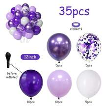 35/60 pièces Ensemble de ballons en latex épais violets, ballons premium de 12 pouces vert sauge, bleu canard, jaune rétro, brun noix de coco. Avec des ballons confettis. Idéal pour les anniversaires, mariages, révélations de sexe, baby showers, fêtes de tournesols, remises de diplômes, décorations de fête.