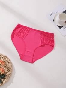 6 件装女士加大码棉质内裤中腰无缝三角裤性感蕾丝拼接舒适运动内衣收腹提臀弹力内衣适合瑜伽、运动和日常穿着