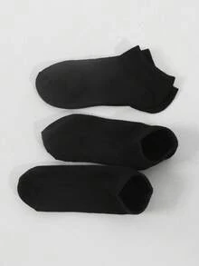 10 paires de chaussettes basses de base de couleur unie pour femmes avec élastique, chaussettes de sport respirantes - Noir - Voir 6