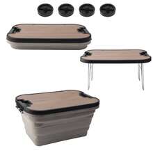 Multifunctional Folding Storage Box With Table, Waterproof, Foldable Design, Suitable For Camping, Picnics, And Vehicle Use, Multifunctional Folding Box For Outdoor Camping - Dual-Use Tables And Cabinets, - Brown - View 2