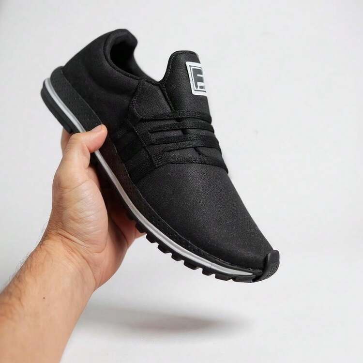 Tênis Casual Masculino e Feminino Esportivo Confortável Leve Academia Corrida Caminhada Tênis estampado - Preto e Branco - Visão 13