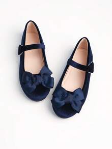 女童时尚可爱户外天鹅绒平底鞋，秋冬 - 藍色 - 查看 3