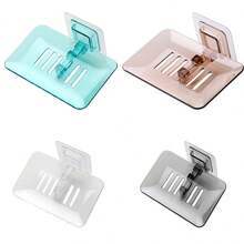 VFRYP 1 Stück durchsichtiger, selbstklebender, wandmontierter Seifenschalenhalter aus Kunststoff ohne Bohren für das Badezimmer