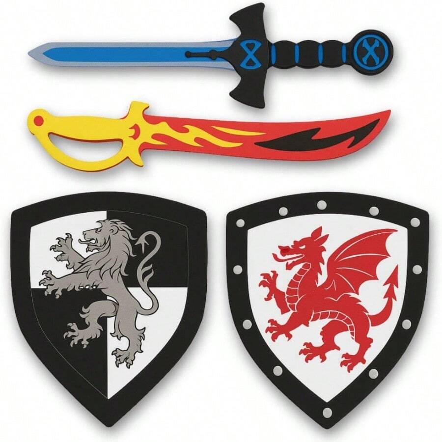 12 Pack Foam Swords And Shields Playset Medieval Combat Warrior Weapons Costume Role Play Accessories For Party Favors TAOWKI1 - Gói 4 - Xem 1