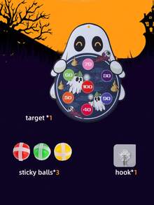 Halloween Kids Sticky Ball Target Game Set, Cartoon Pattern Fabric Dart Sticky Ball, Throwing Interactive Game, Family Multiplayer Competition, School Sports Game Props, Boys Girls Halloween Gift, Halloween Party Toy (1 Hook + 3 Sticky Balls Included)